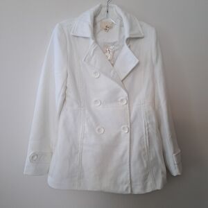 Forever 21 White Double Breasted Pea Coat